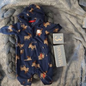 Carter's Fleece Jumpsuit - Holiday Moose